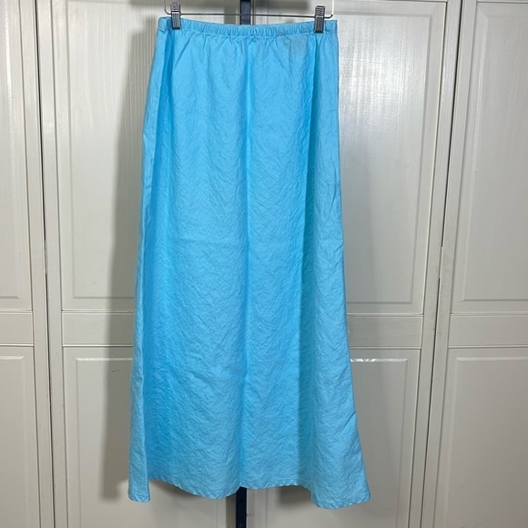 J.Peterman Company Women’s Linen Maxi Skirt 100% Linen Size Small Light Blue - Picture 1 of 8